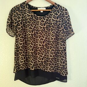 Michael Kors Animal Print Sheer Blouse